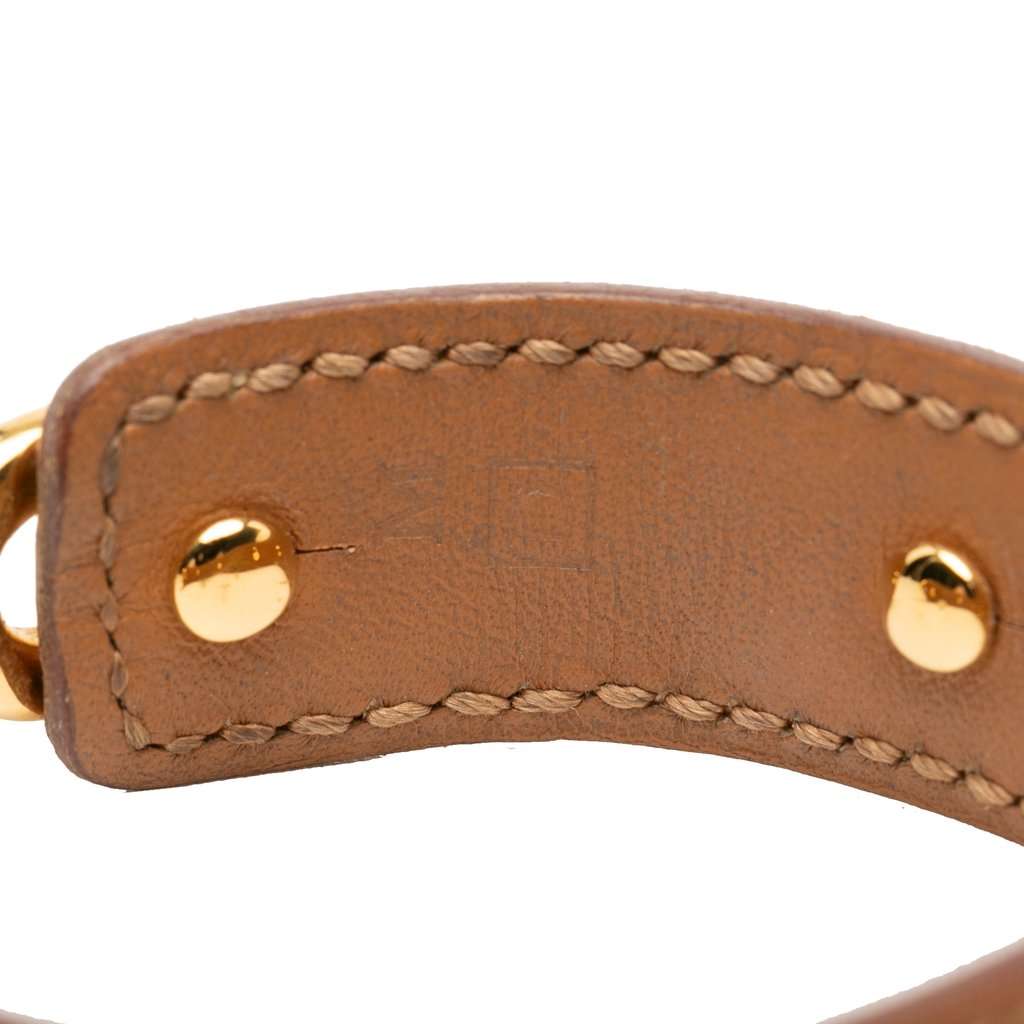 Hermès Leather and Gold Plated Chaine d Ancre Cuff Bracelet Brown Leather Very good - Box View