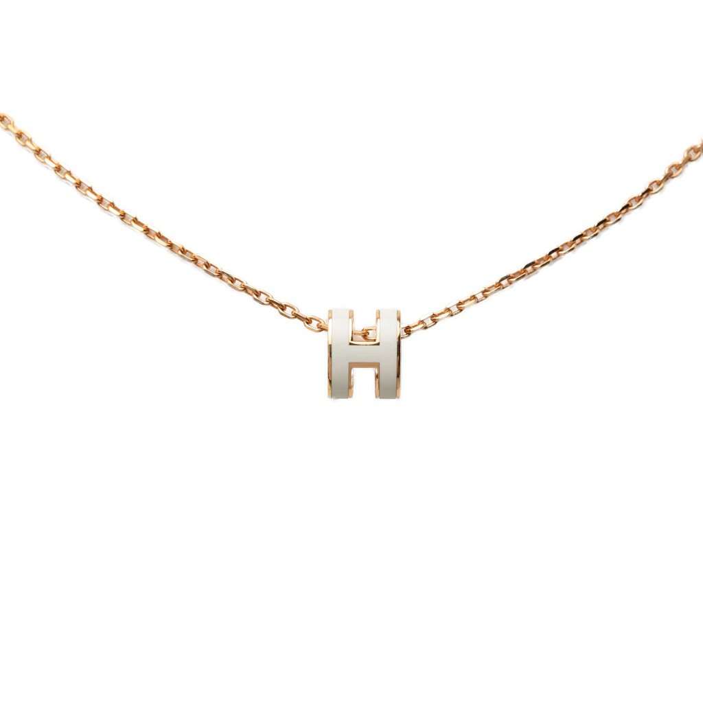 Hermès Rose Gold Enamel Mini Pop H Pendant Pink Metal Very good - Back View