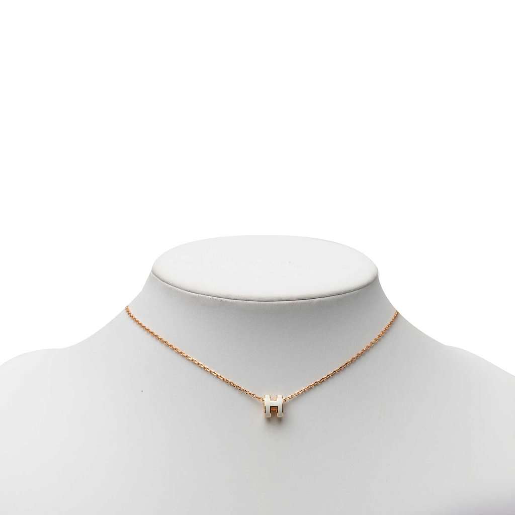 Hermès Rose Gold Enamel Mini Pop H Pendant Pink Metal Very good - Box View