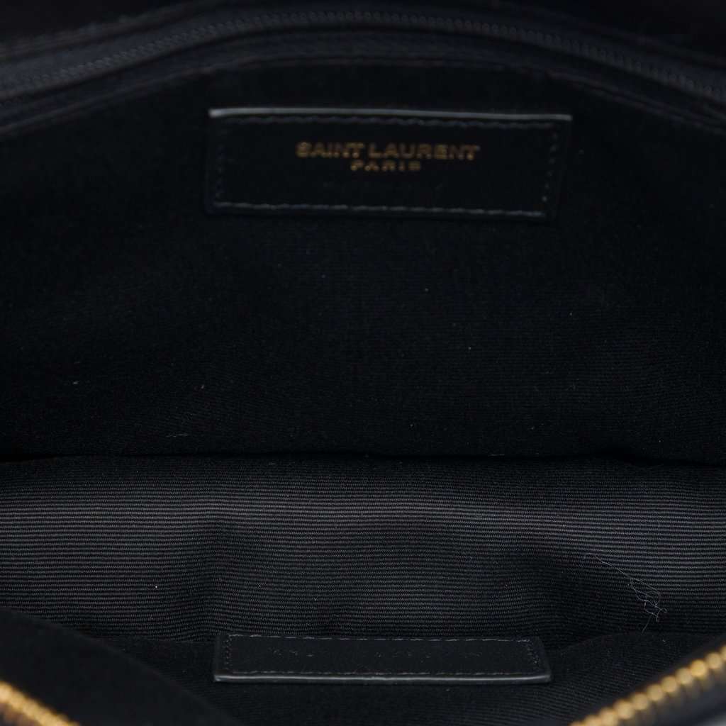 Saint Laurent Small Padded Lambskin Monogram Calypso Cosmetic Pouch Black Leather Very good - Model View