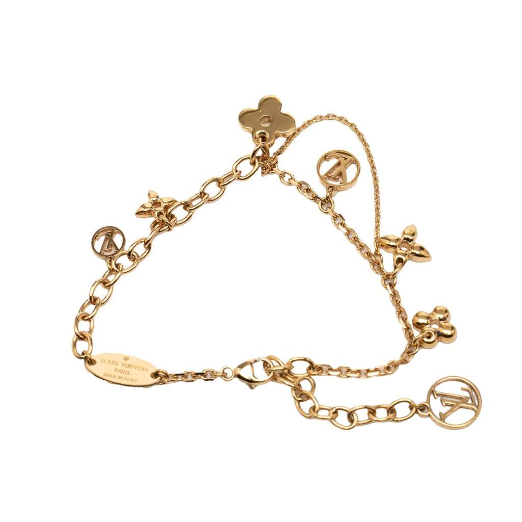 Louis Vuitton Gold Plated Monogram Blooming Supple Bracelet Gold Metal Very good condition - Inside View