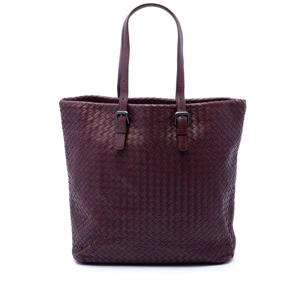 Bottega Veneta Nappa Intrecciato Belt Strap Tote Purple Leather Very good condition - Front View