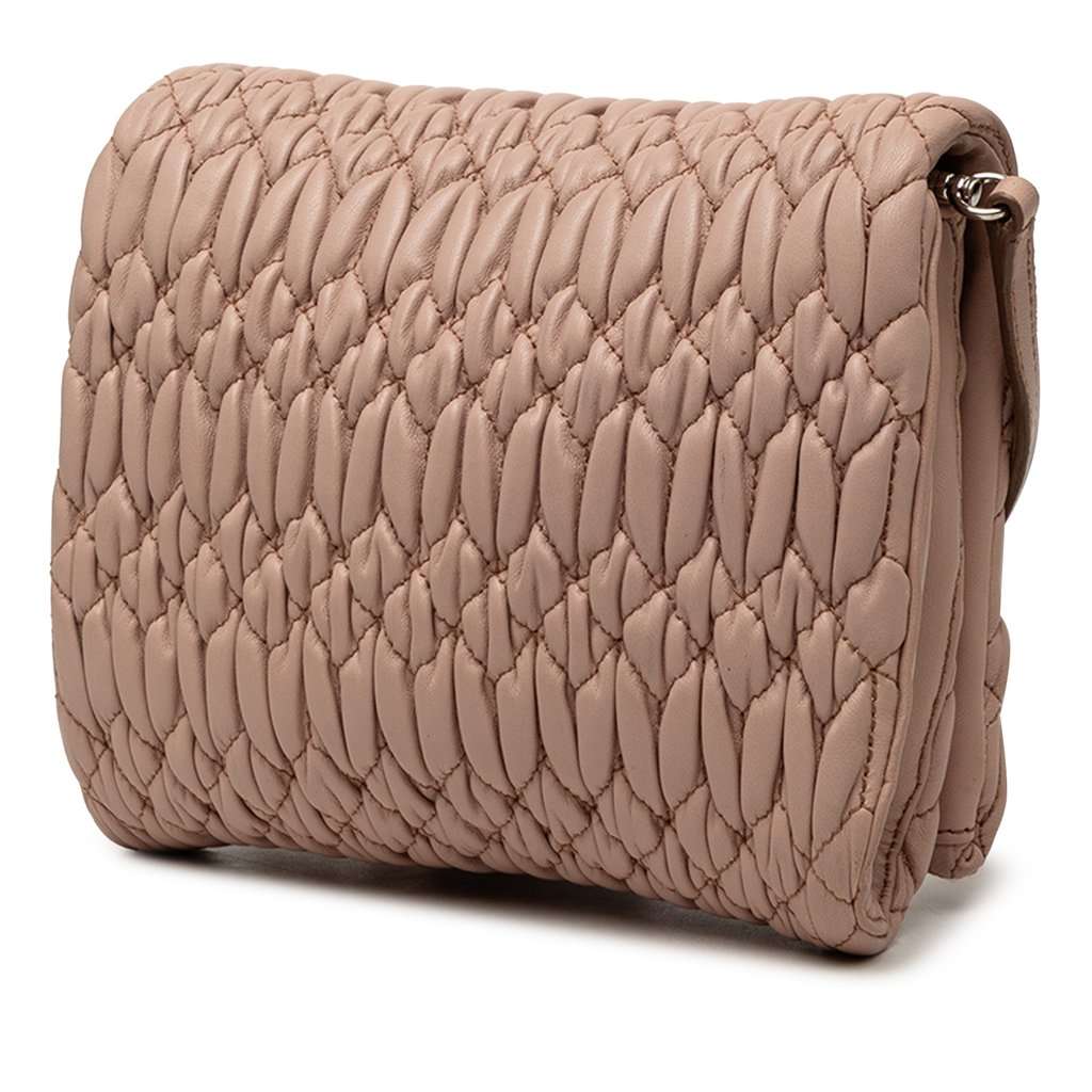 Miu Miu Matelasse Nappa Crystal Chain Satchel Brown Leather Very good - Back View