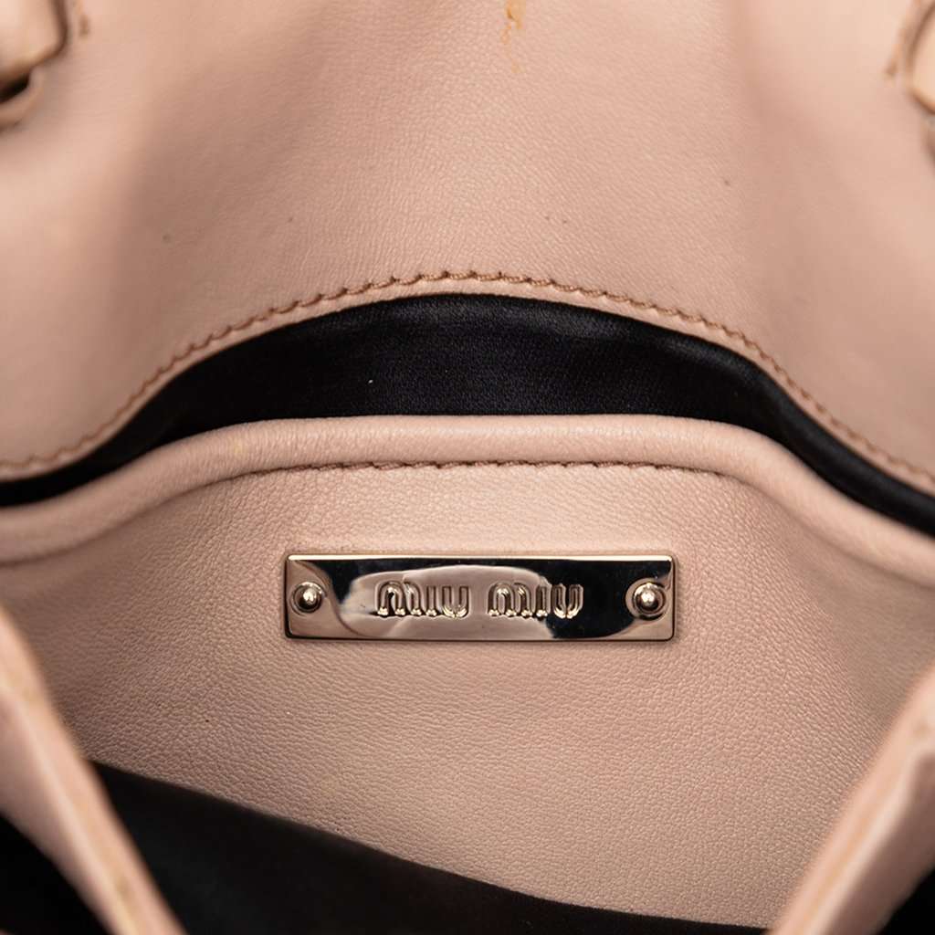 Miu Miu Matelasse Nappa Crystal Chain Satchel Brown Leather Very good - Box View