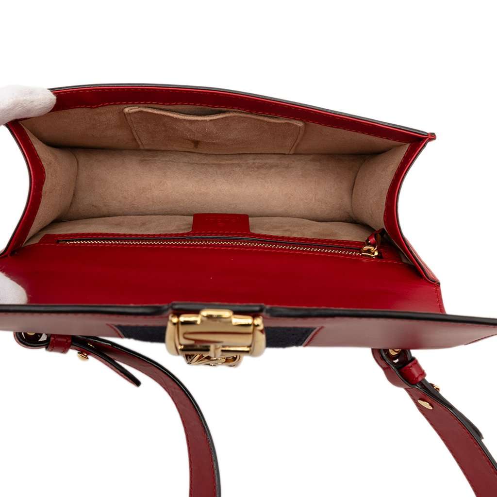 Gucci Small Calfskin Sylvie Web Satchel Red Leather Very good condition - Model View