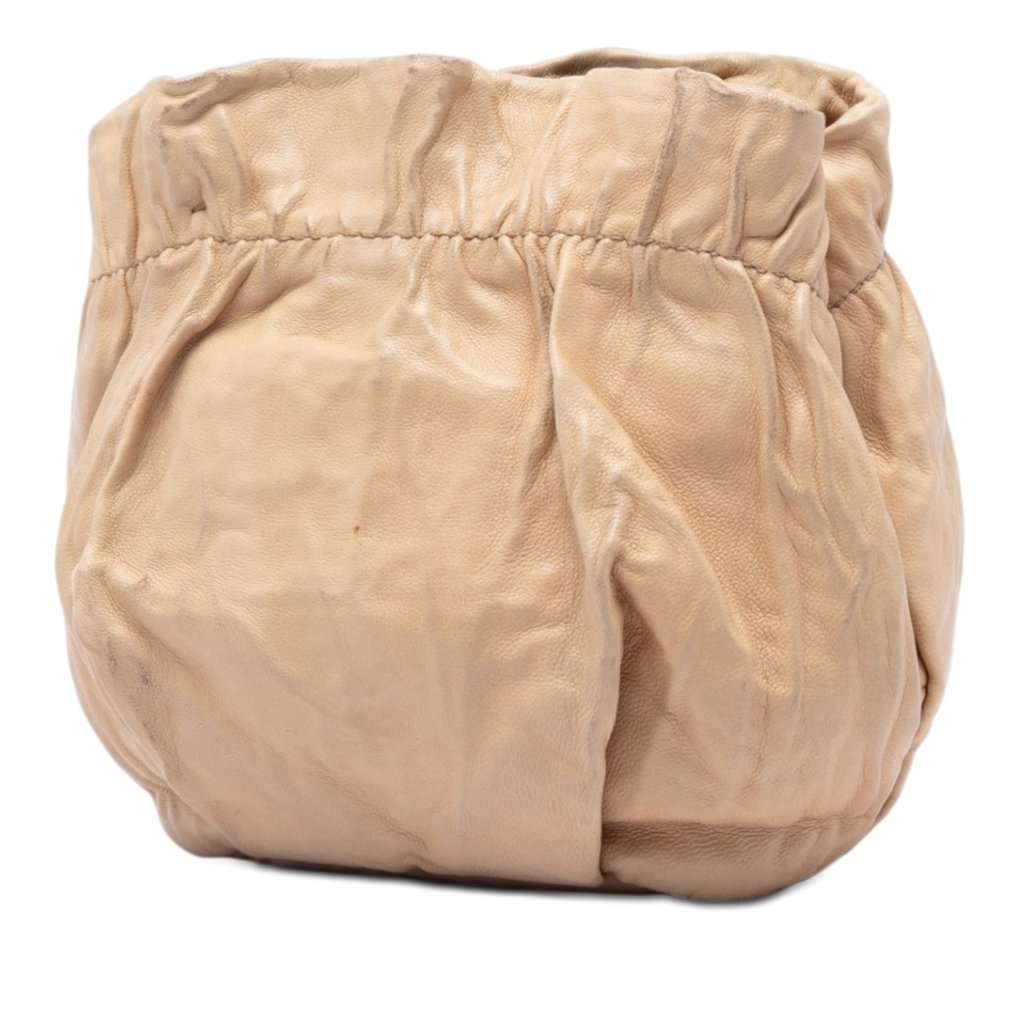Prada Nappa Leather Antique Bucket Bag Beige Leather Very good condition - Back View