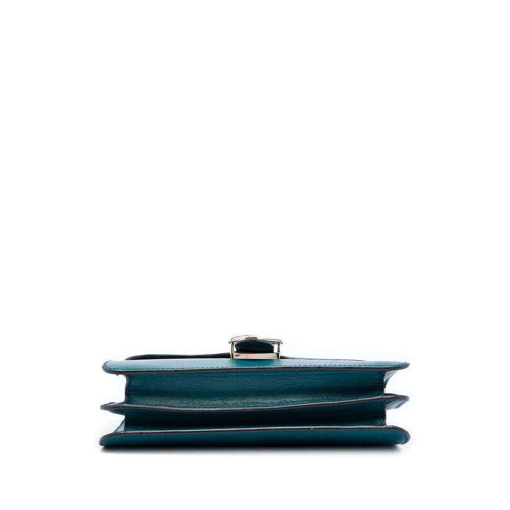 Gucci Medium Calfskin 1973 Flap Shoulder Bag Blue Leather Good - Inside View