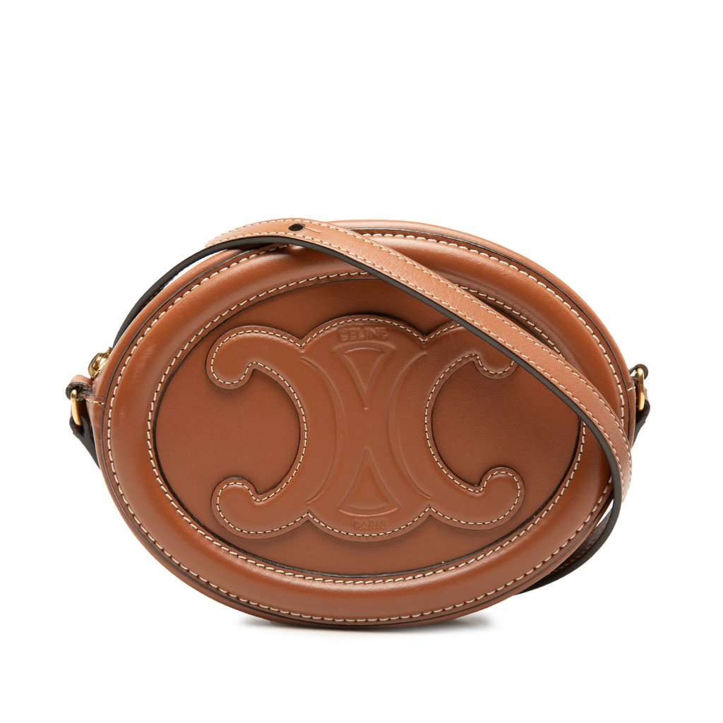 Celine Small Calfskin Cuir Triomphe Oval Crossbody Brown Leather Very good - Front View