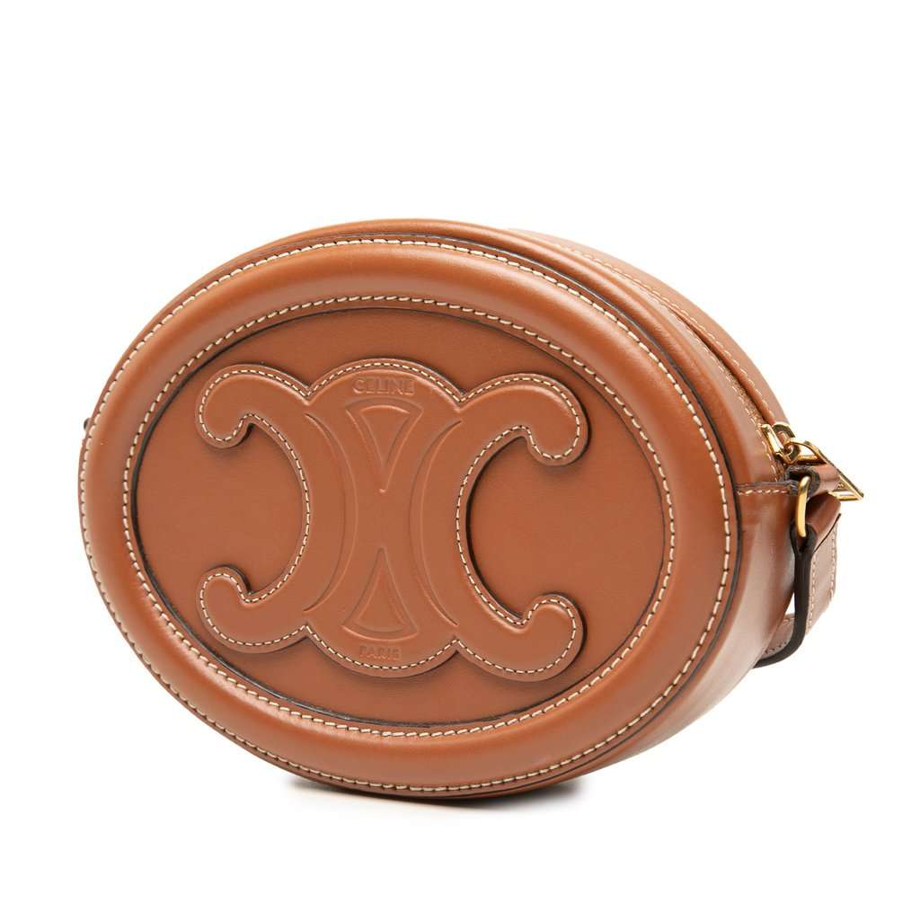 Celine Small Calfskin Cuir Triomphe Oval Crossbody Brown Leather Very good - Back View