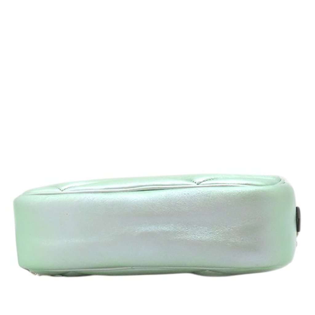 Gucci Small GG Marmont Matelasse Iridescent Nappa Crossbody Green Leather Very good condition - Inside View
