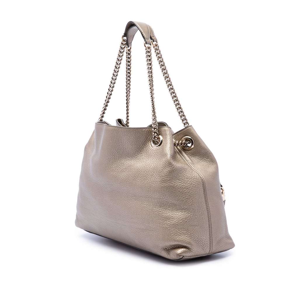 Gucci Medium Metallic Calfskin Soho Chain Tote Gold Leather Very good - Back View