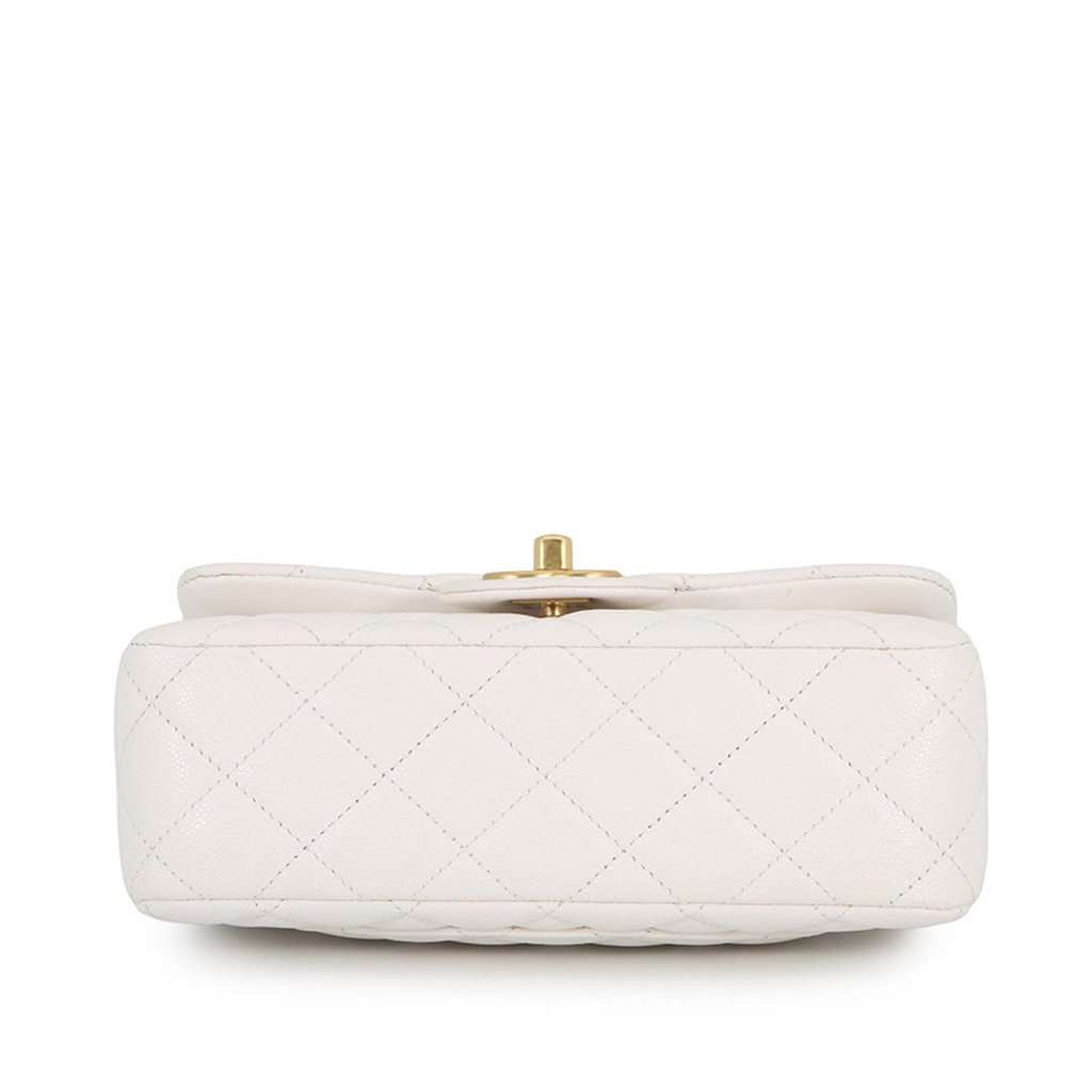 Chanel Mini CC Quilted Caviar Handy Flap White Leather Very good condition - Inside View