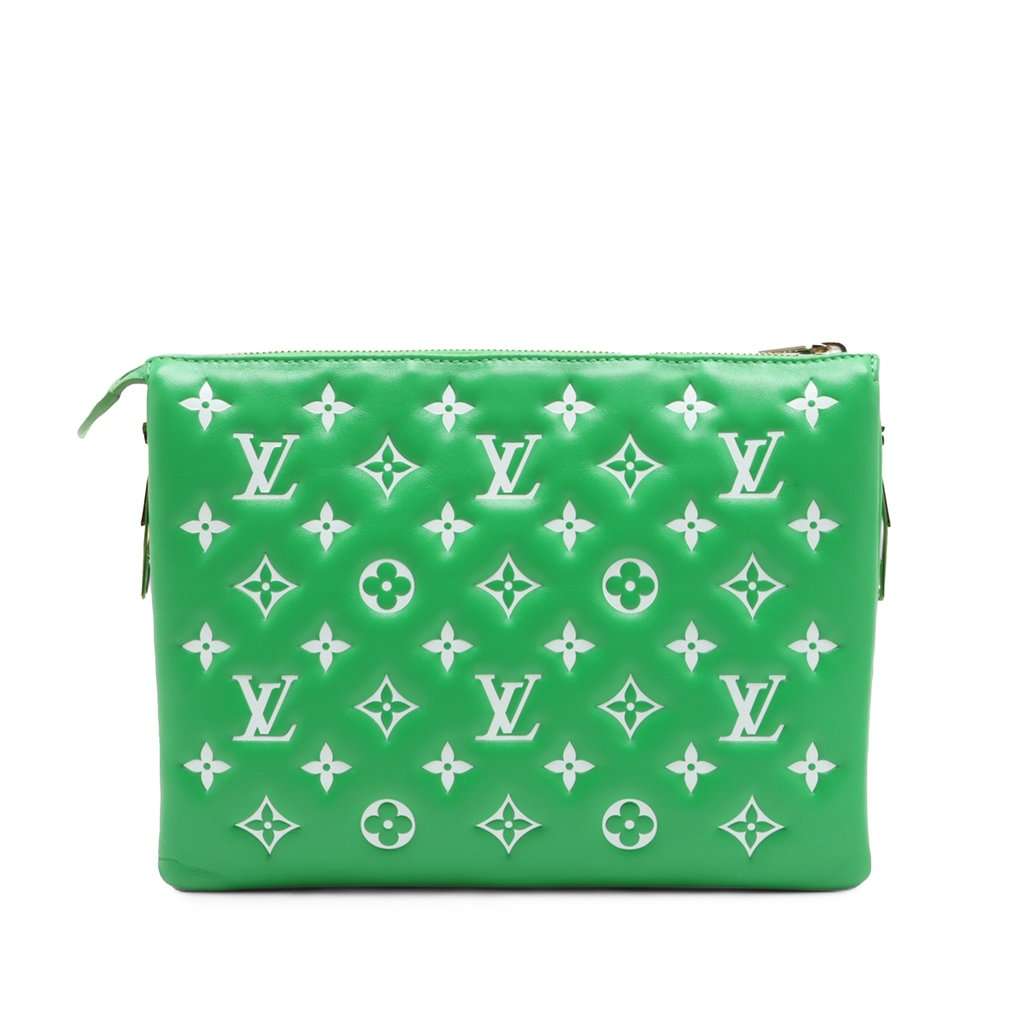 Louis Vuitton Monogram Embossed Puffy Lambskin Coussin PM Green Leather Very good condition - Back View
