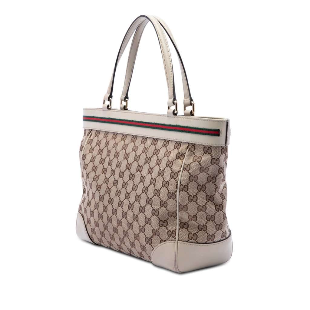 Gucci GG Canvas Web Mayfair Tote Beige Very good condition - Back View