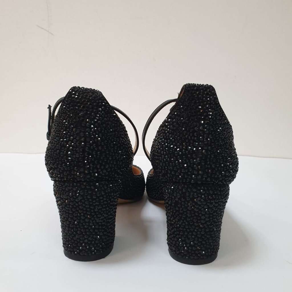 Valentino Valentino Garavani D’Orsay Black Suede Rhinstone Pumps Heels Sz.38.5 Pre owned Black Suede Good condition - Inside View