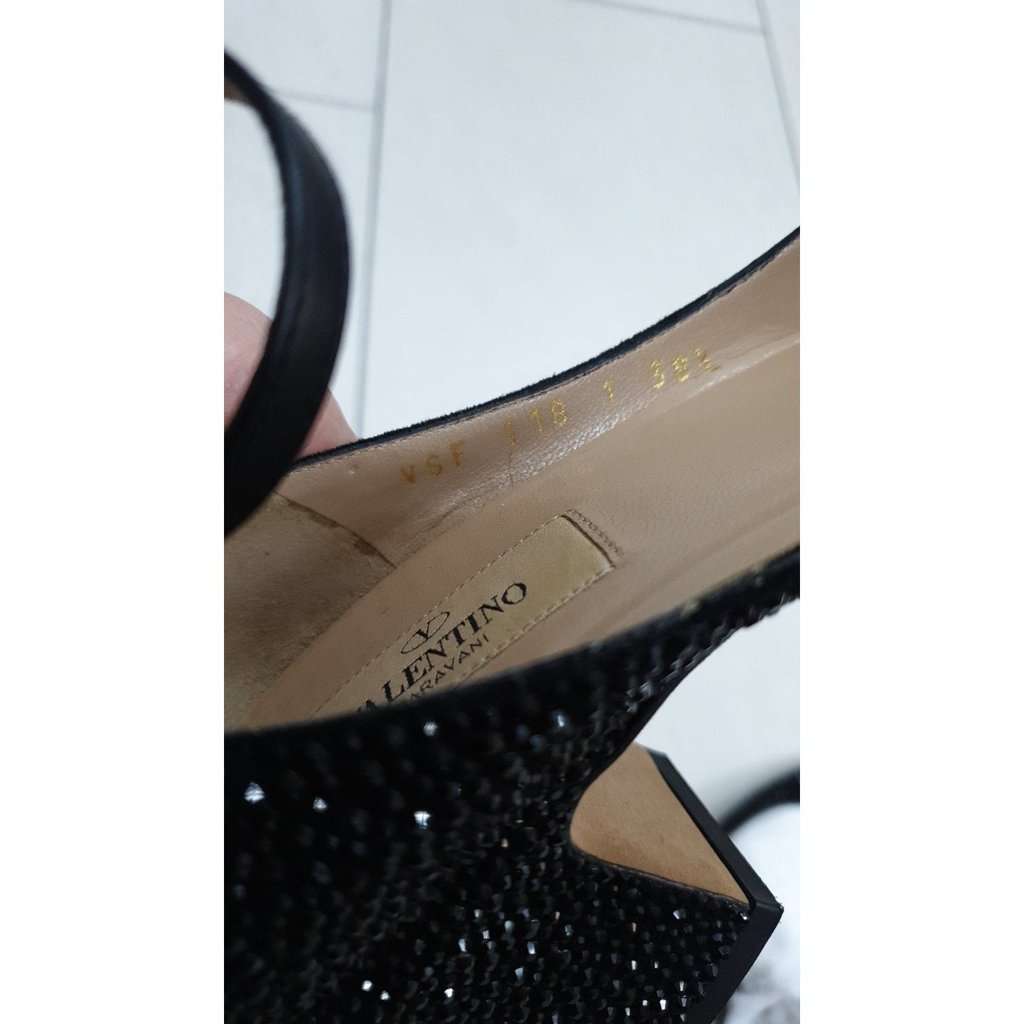 Valentino Valentino Garavani D’Orsay Black Suede Rhinstone Pumps Heels Sz.38.5 Pre owned Black Suede Good condition - Box View