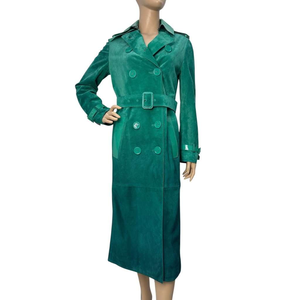 Burberry Burberry Prorsum Dégradé Suede Trench Coat Size 42 Pre-owned Green Suede Good condition - Front View