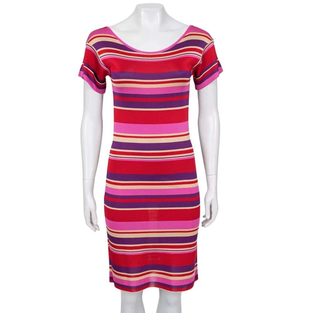 Christian Dior Christian Dior Striped Fitted Dress - Size XS (IT38) Pre-owned Red Good condition - Front View