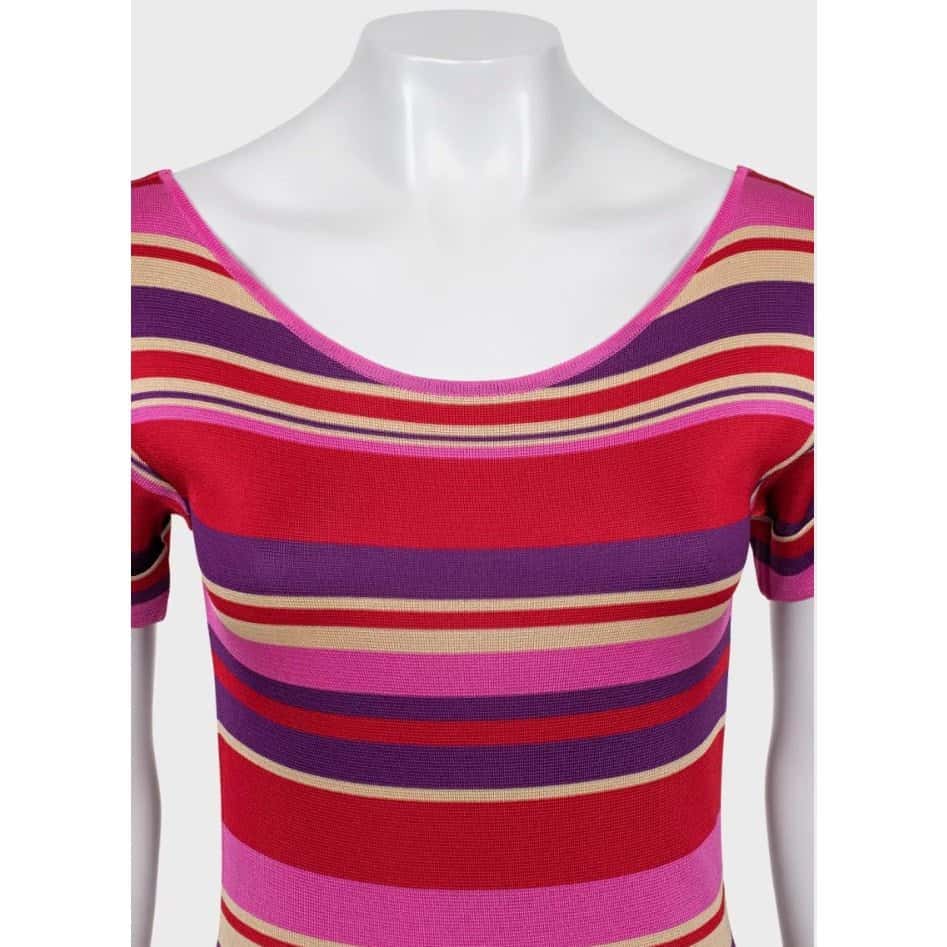 Christian Dior Christian Dior Striped Fitted Dress - Size XS (IT38) Pre-owned Red Good condition - Model View