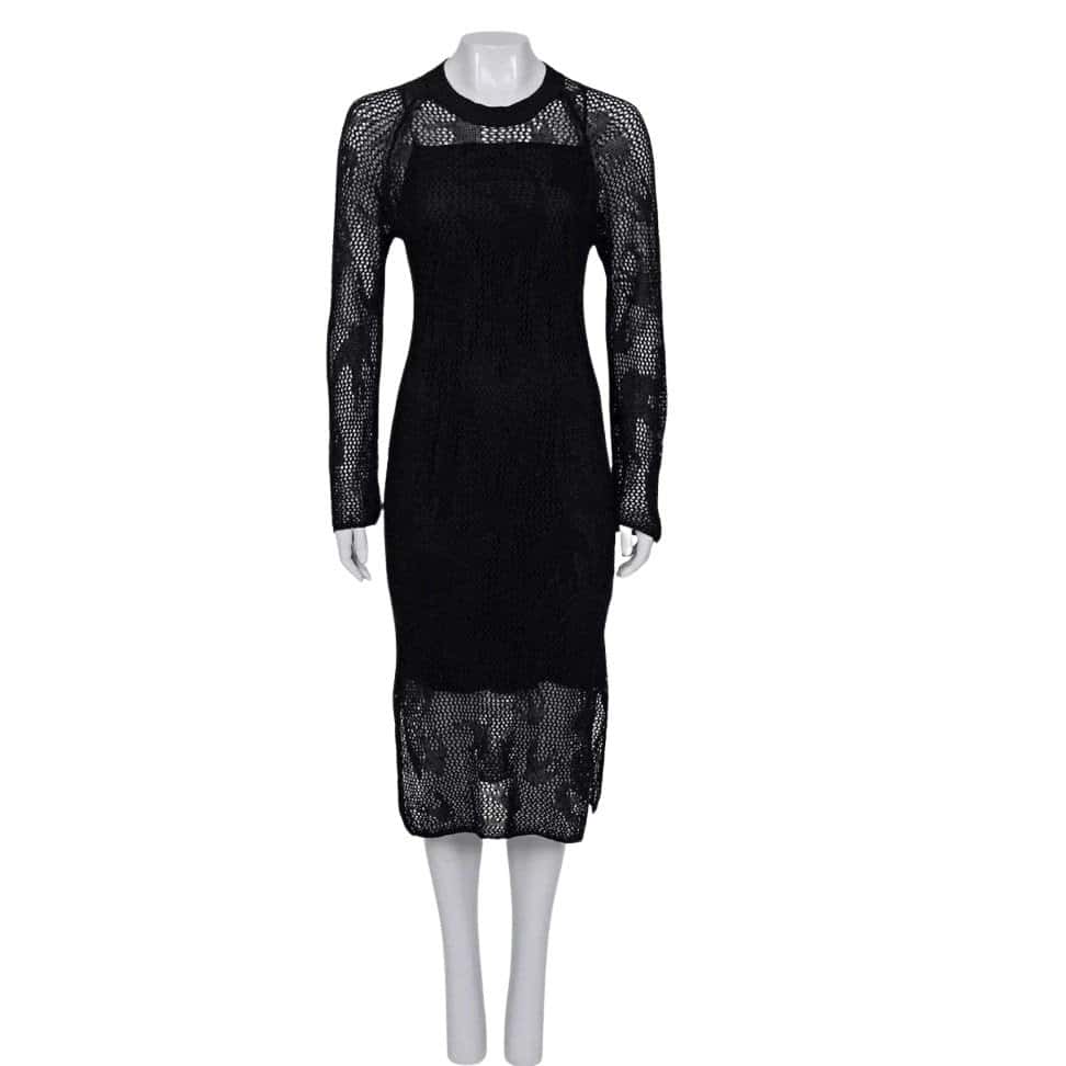 Alexander McQueen Alexander McQueen McQ Knitted Linen Dress - Size S Pre-owned Black Linen Good condition - Front View