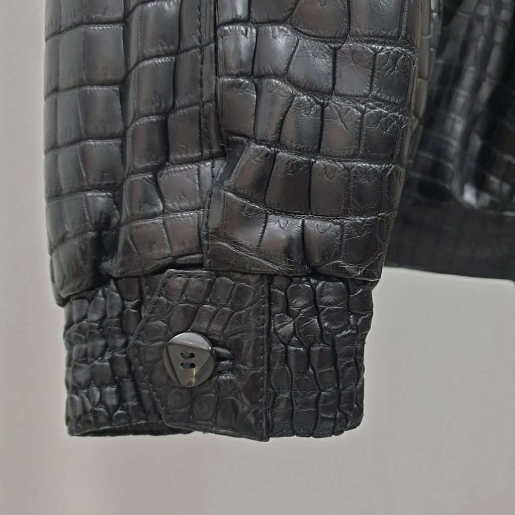 ZILLI Zilli Crocodile Print Lambskin Leather Lined Jacket Size 58 Pre-owned Black Leather Good condition - Model View