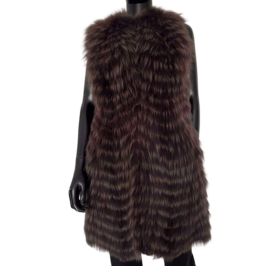 Christian Dior Christian Dior Sleeveless Faux Fur Coat Size 38 - Excellent pre-owned Black Good condition - Front View