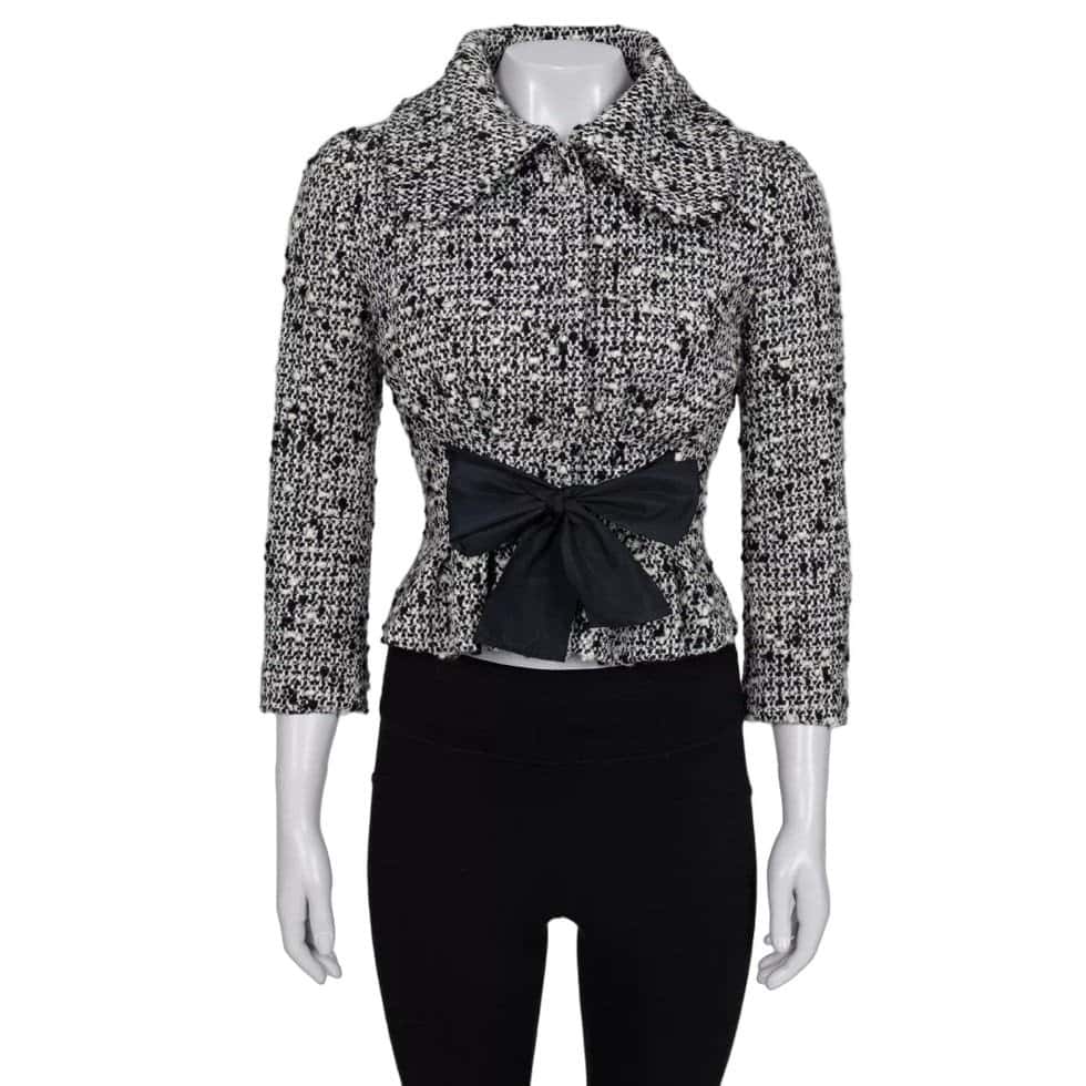 Giambattista Valli Giambattista Valli Black & White Cropped Wool Coat Sz.40L Pre-owned Black Wool Good condition - Front View