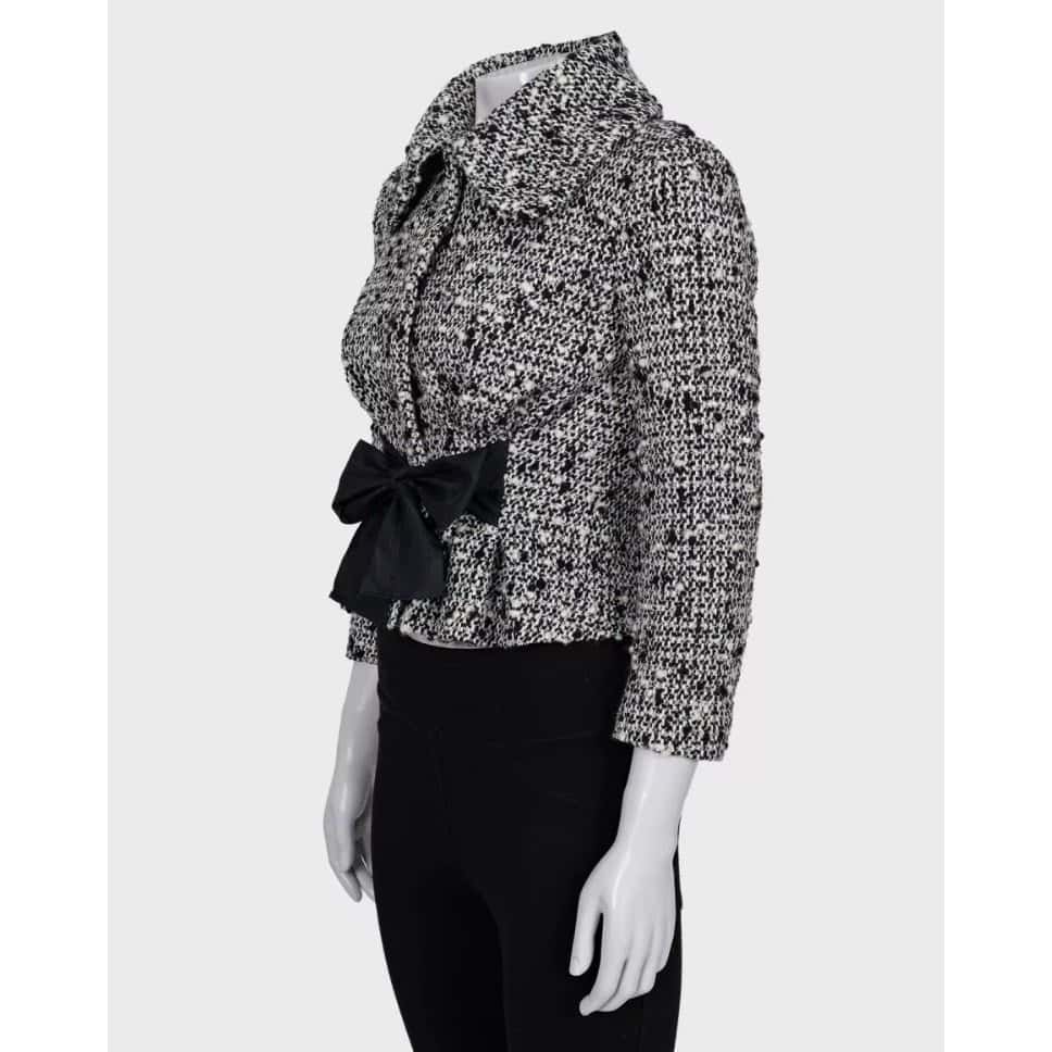 Giambattista Valli Giambattista Valli Black & White Cropped Wool Coat Sz.40L Pre-owned Black Wool Good condition - Back View