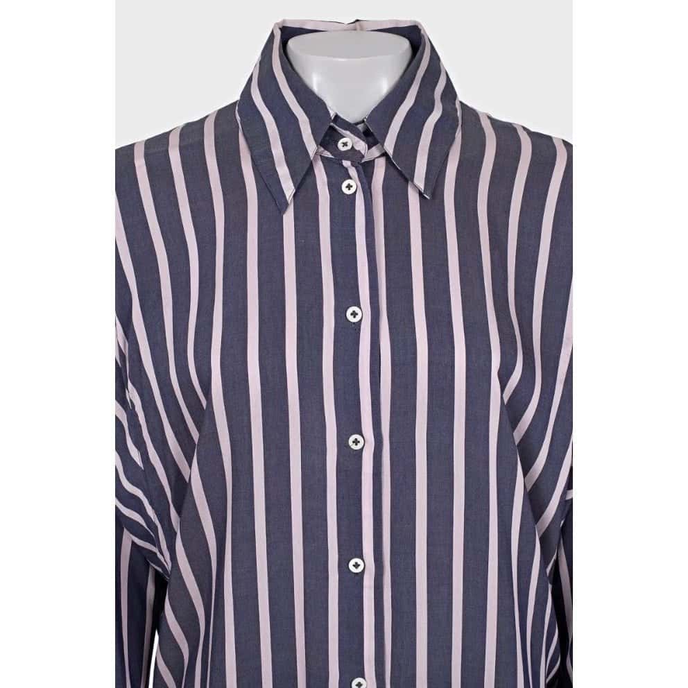 Vivienne Westwood Vivienne Westwood Striped Oversize Viscose Blend Shirt Sz.42/M Pre-owned Purple Silk Good condition - Model View