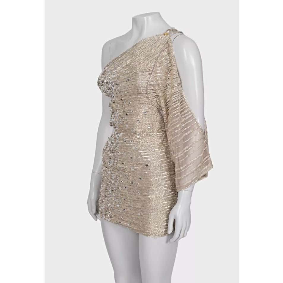 Zuhair murad Zuhair Murad Silver Beaded Cocktail Dress - Size S Pre-owned Silver Silk Good condition - Back View