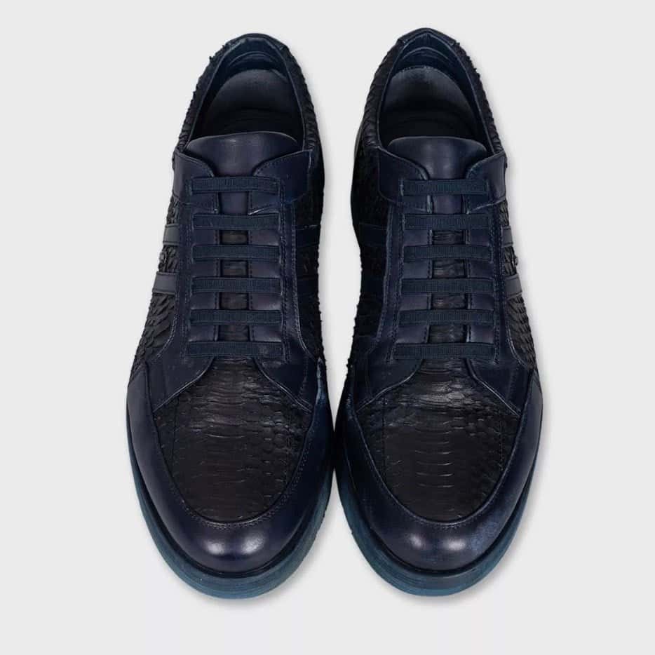 Zilli Zilli Blue Lambskin Leather  Sneakers  EU43.5 Pre-owned Blue Leather Good - Back View