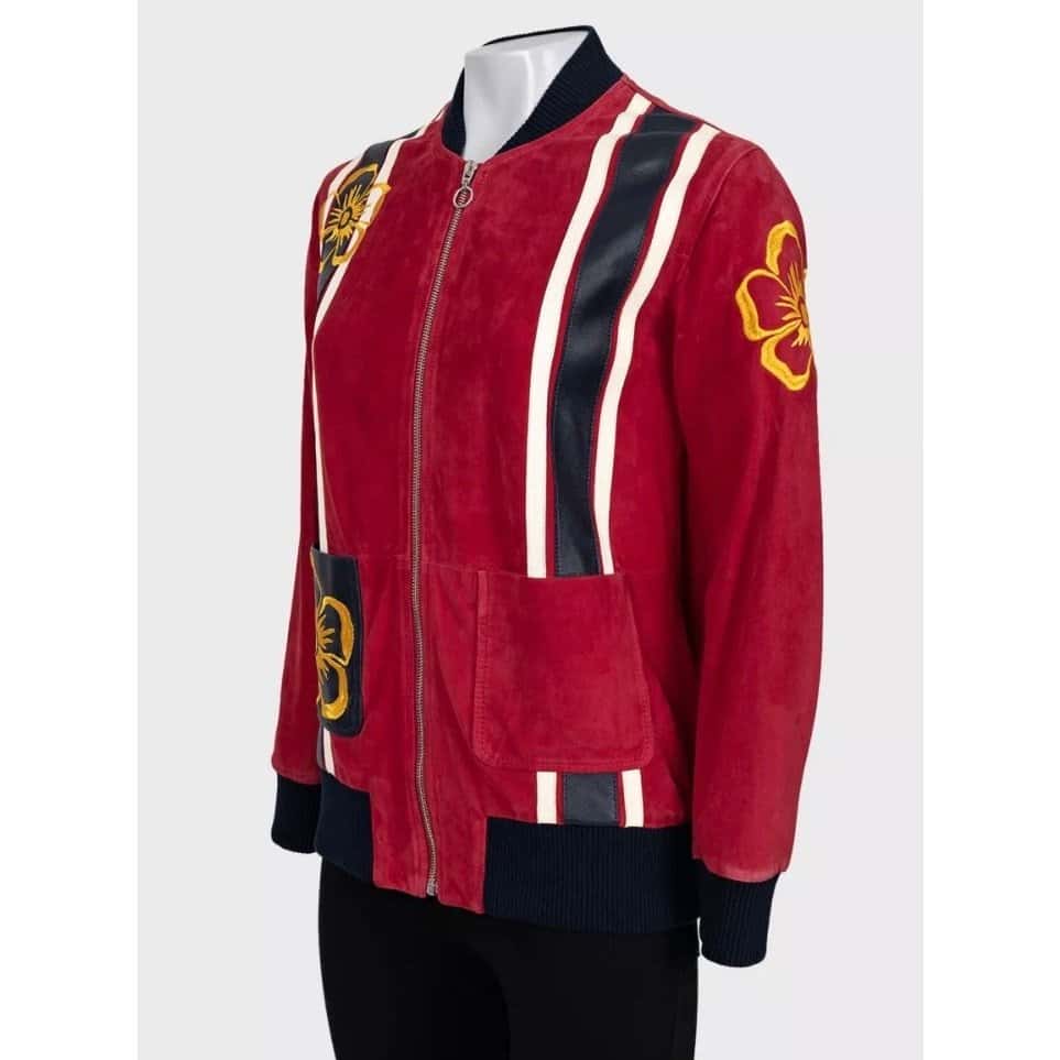 Valentino Valentino Spa Red Leather Embroidered Jacket - IT40 / US S pre-owned Red Leather Good condition - Back View
