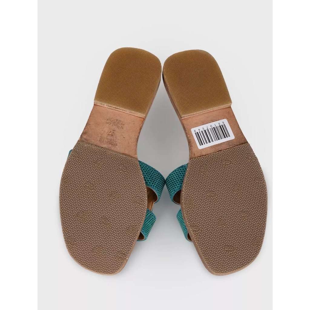 Hermès Hermès Oran Green Lizard Prinr Lambskin Leather Sandals - Size 37 Pre-owned Green Leather Good condition - Box View