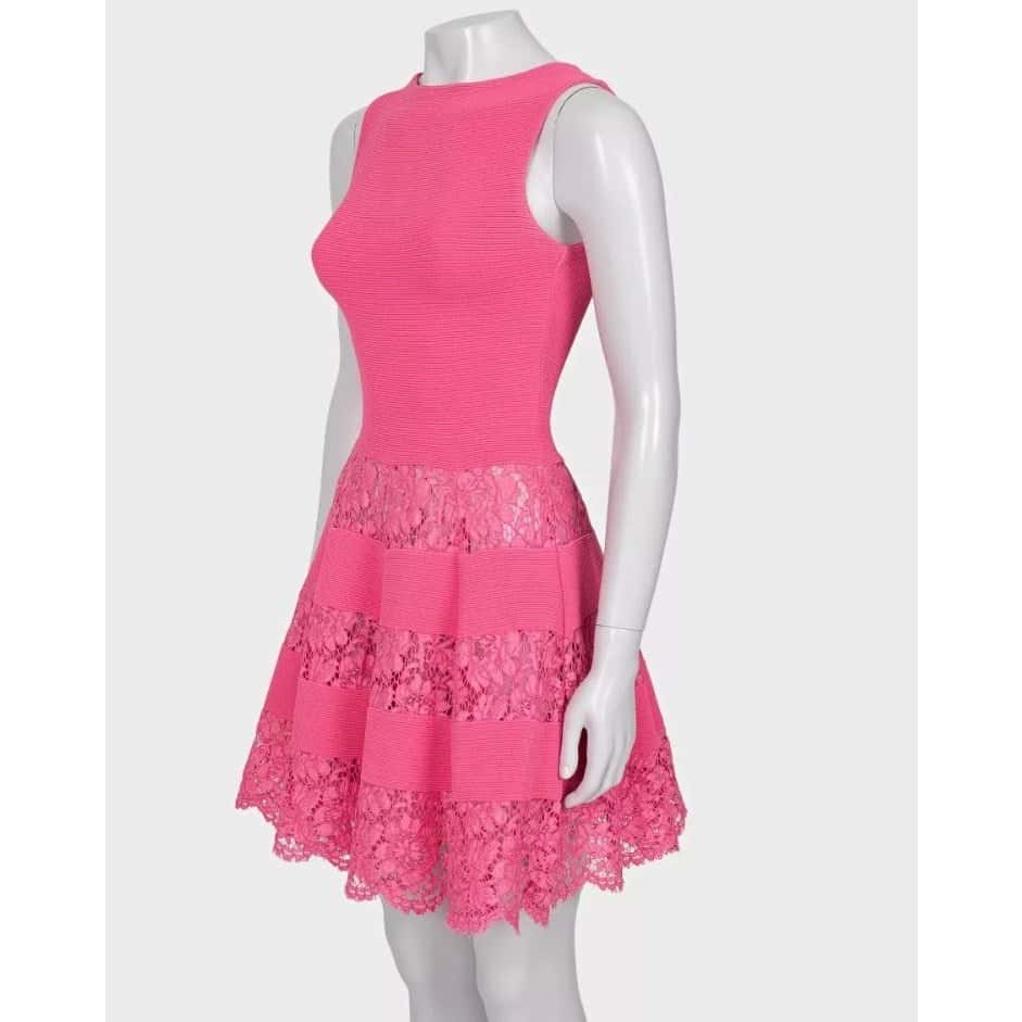 Valentino Valentino Pink Lace Detail Dress - Size XS Pre-owned Pink Lace Good condition - Back View