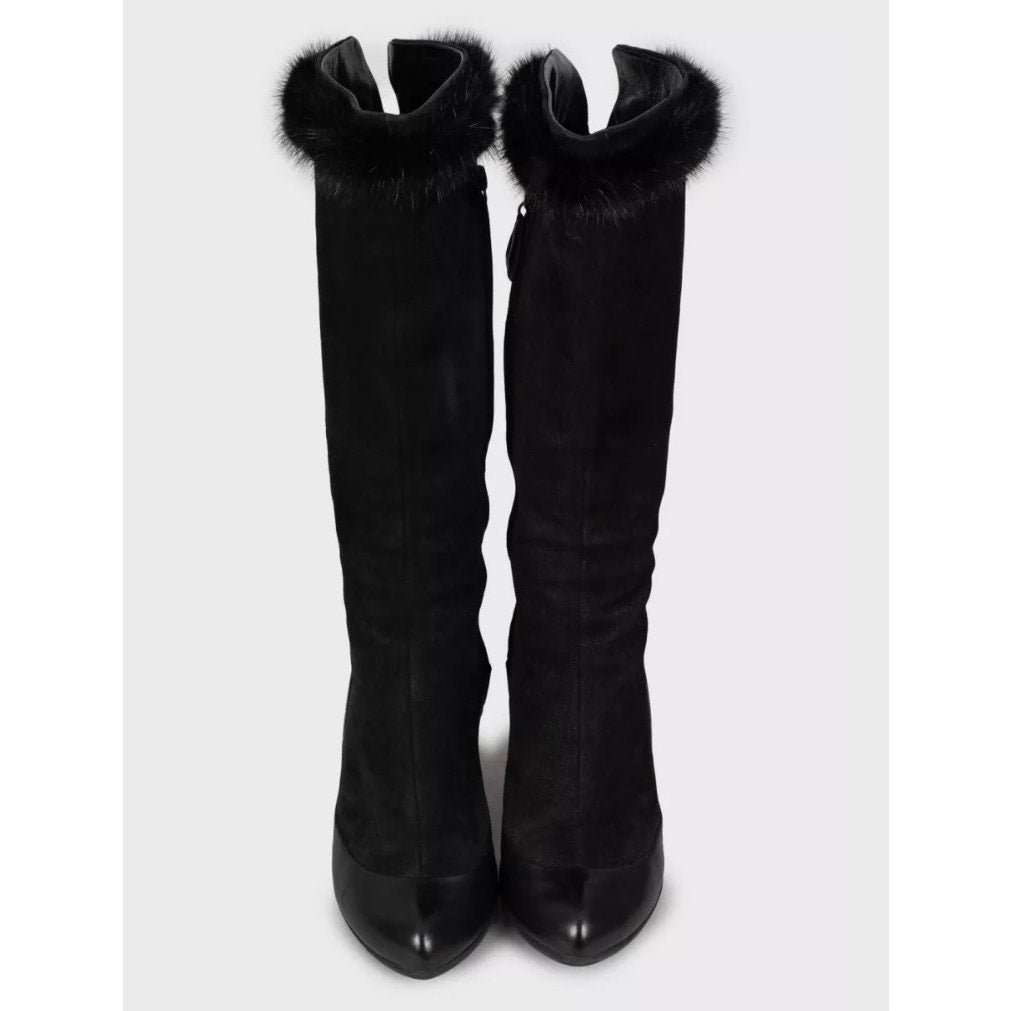 Alexander McQueen Alexander McQueen Black Suede faux Fur Trim Boots - EU 39.5 Pre-owned Black Suede Good condition - Back View
