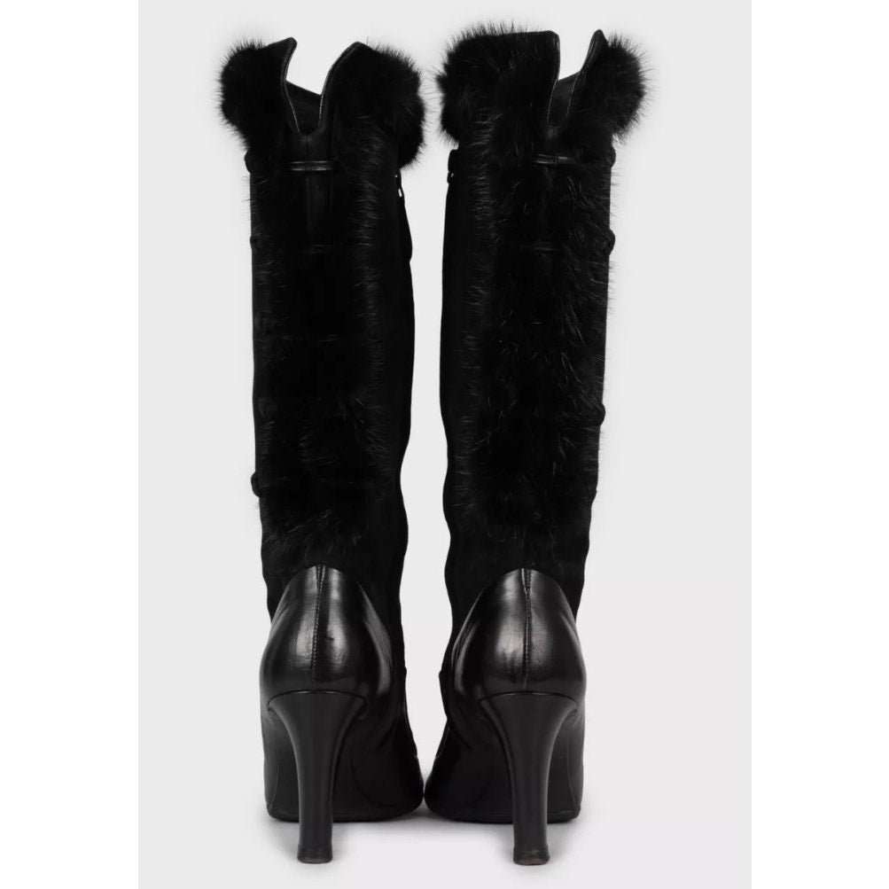 Alexander McQueen Alexander McQueen Black Suede faux Fur Trim Boots - EU 39.5 Pre-owned Black Suede Good condition - Model View