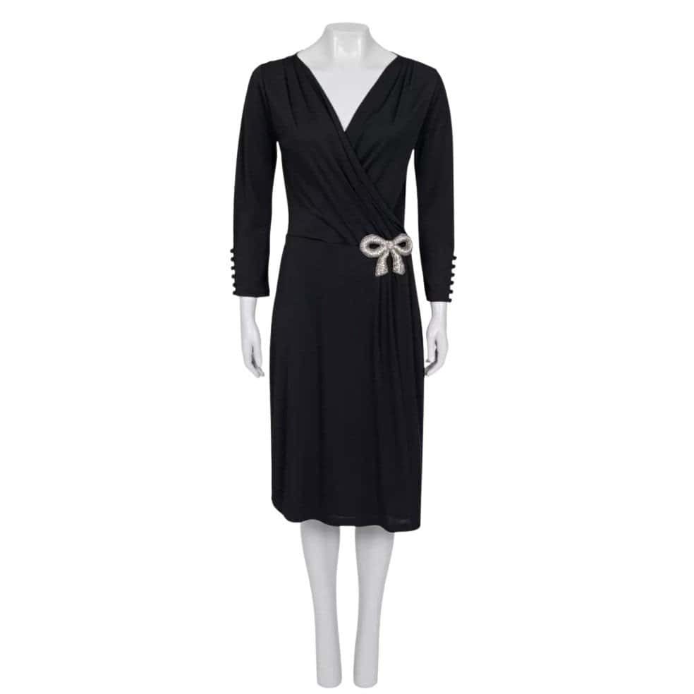 Valentino Valentino Black Bow Rhinestone Dress - IT 44 L Pre-owned Black Never worn - Front View