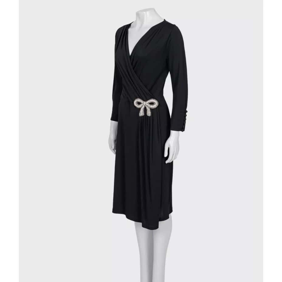 Valentino Valentino Black Bow Rhinestone Dress - IT 44 L Pre-owned Black Never worn - Back View