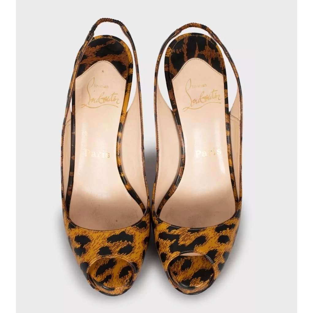 Christian Louboutin Christian Louboutin Brown Animal Print Leather Heels Sz.38 Pre-owned Brown Leather Good condition - Back View
