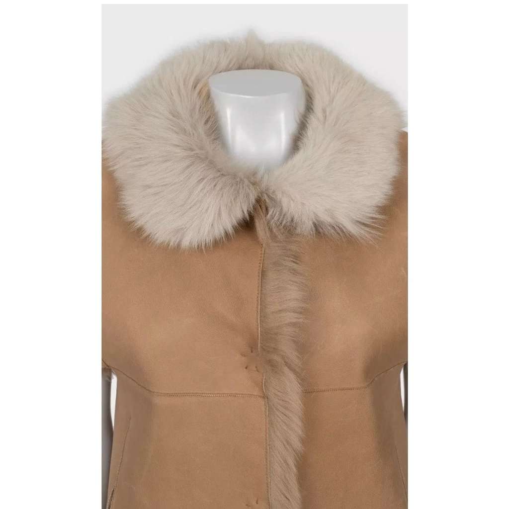 Yves Salomon Yves Salomon Brown Leather Shearling Jacket  Sz.36/S Pre-owned Brown Leather Good condition - Model View