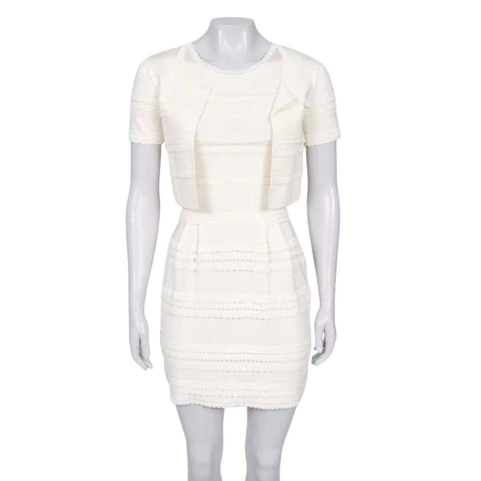 Christian Dior Christian Dior White Dress & Jacket Set - Size S Pre-owned White Good condition - Front View