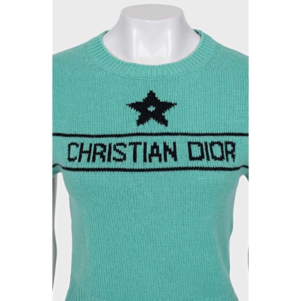 Christian Dior Christian Dior Green Cashmere Signature Top Sz.36/S Pre-owned Green Wool Good condition - Model View