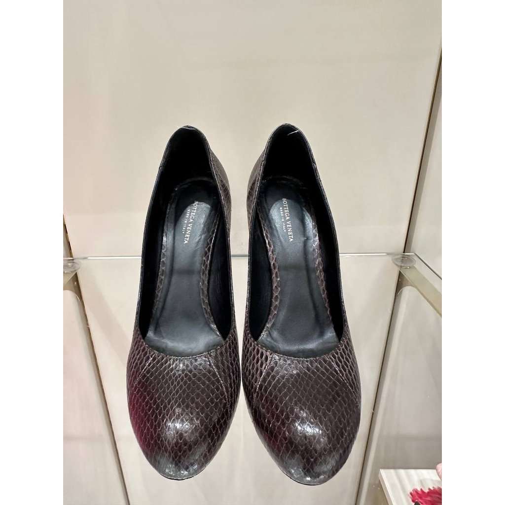 Bottega Veneta Bottega Veneta Brown Python Leather Round Toe Pumps Size 38 pre-owned Brown Leather Good condition - Back View