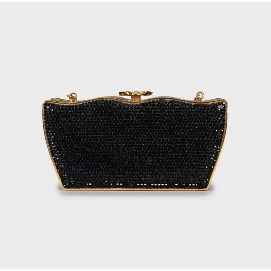 Judith Leiber Judith Leiber Black Crystal-Embellished Evening Bag Pre-owned Black Suede Good condition - Inside View