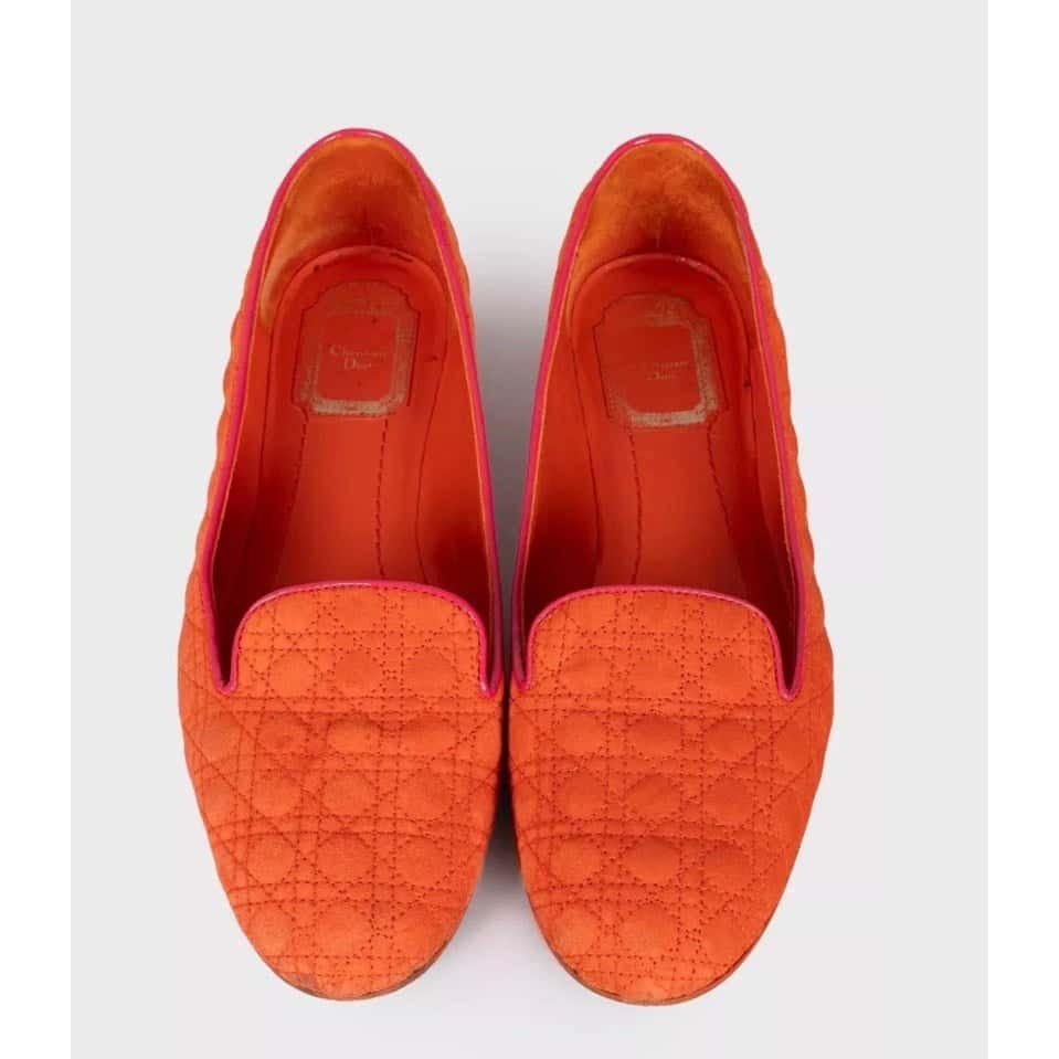 Christian Dior Christian Dior Orange Suede Ballet Flats - Size 39 Pre-owned Orange Suede Good condition - Back View