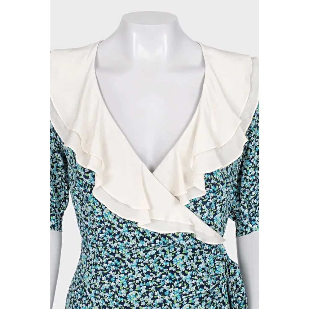 Alessandra Rich Alessandra Rich Blue Floral Silk Dress  Sz.40 Pre-owned Blue Silk Good condition - Model View
