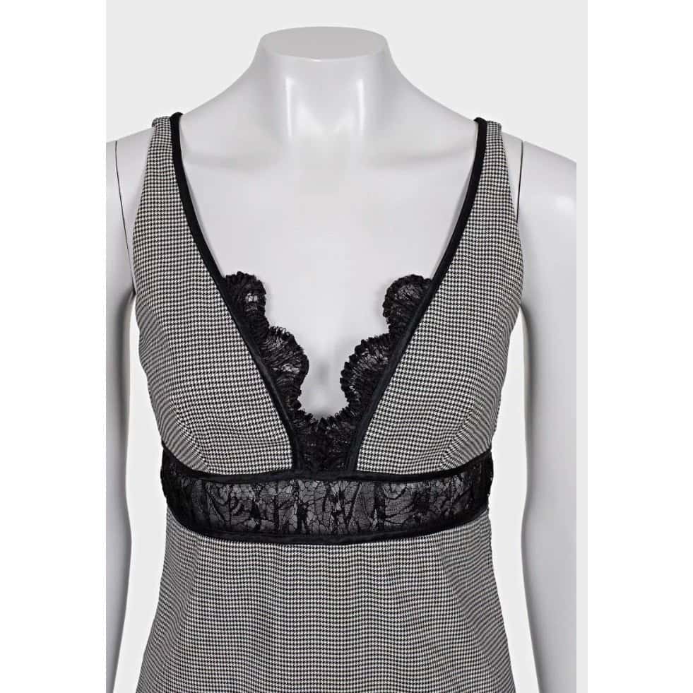 Roberto Cavalli Roberto Cavalli Black & White Lace Wool Blend Dress Size 42/ M Pre-owned Black Lace Good condition - Model View