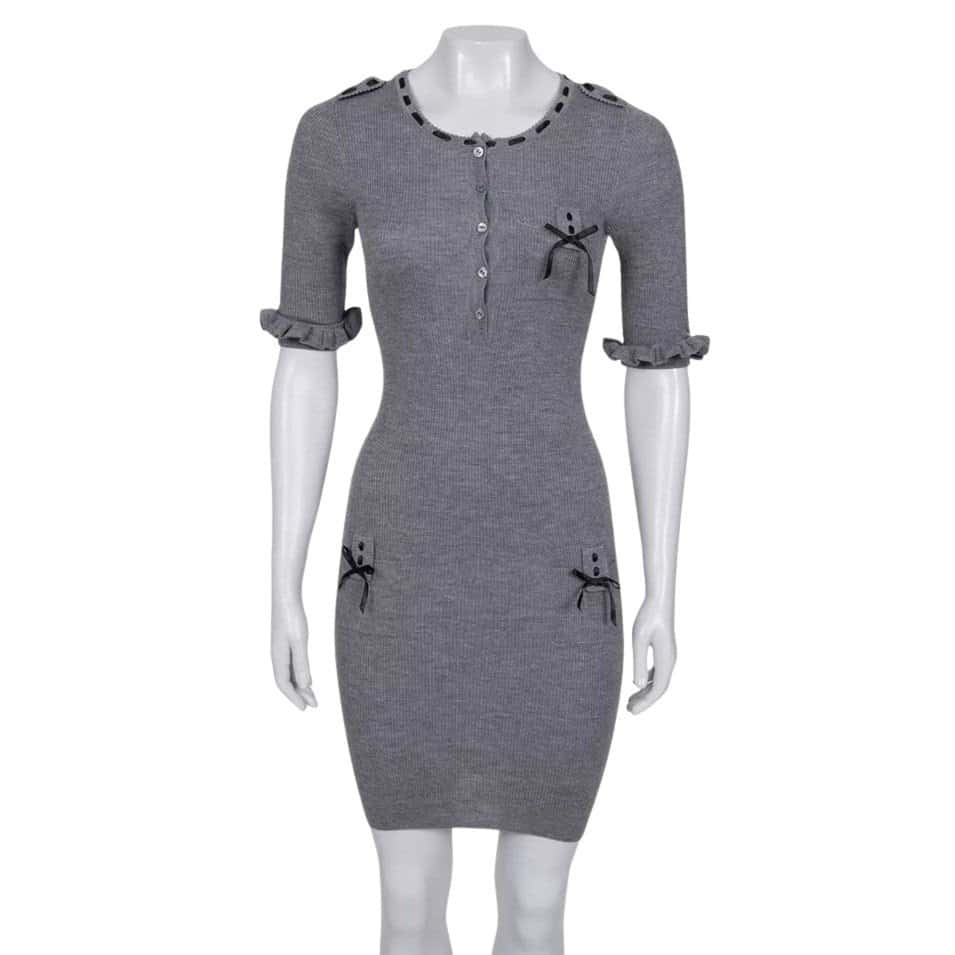 Christian Dior Christian Dior Grey Fitted Cashmere Blend Dress - EU 34 | S pre-owned Grey Wool Good condition - Front View