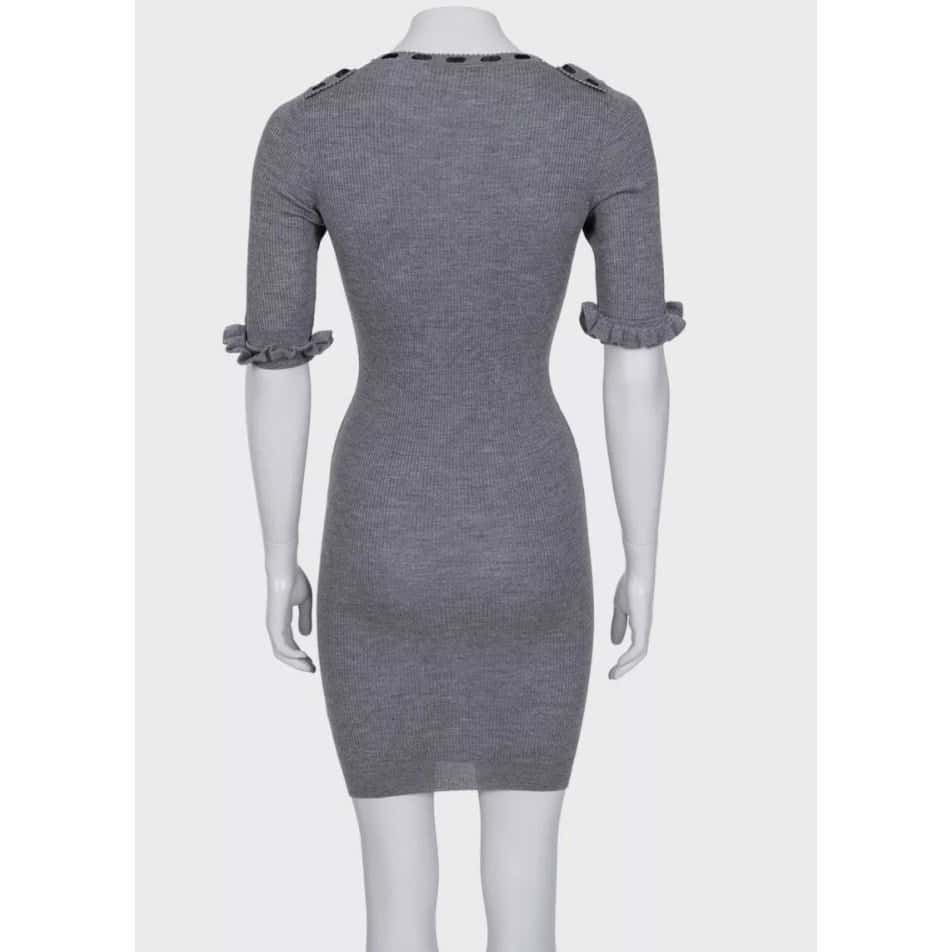 Christian Dior Christian Dior Grey Fitted Cashmere Blend Dress - EU 34 | S pre-owned Grey Wool Good condition - Inside View