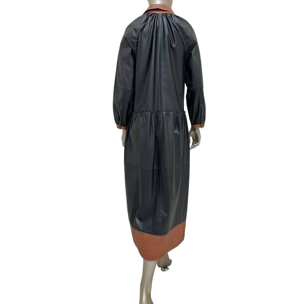 Unsigned Chic Stand Studio Gilda Two-Tone Leather Dress Sz 36 Pre-owned Navy Leather Good condition - Back View